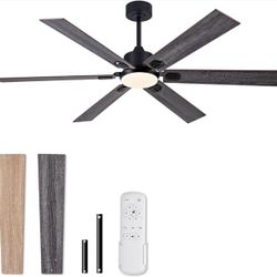 60 Inch Ceiling Fans with Lights and Remote Control, Black Indoor/Outdoor Ceiling Fan with 35W 3CCT