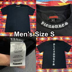 Pleasures Black T-Shirt Short Sleeve Men’s Size Small Embroidered