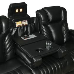 New Real Leather Sofa And Love Seat With Power Recliners Power Headrests. Massage Voice Activated Commandz