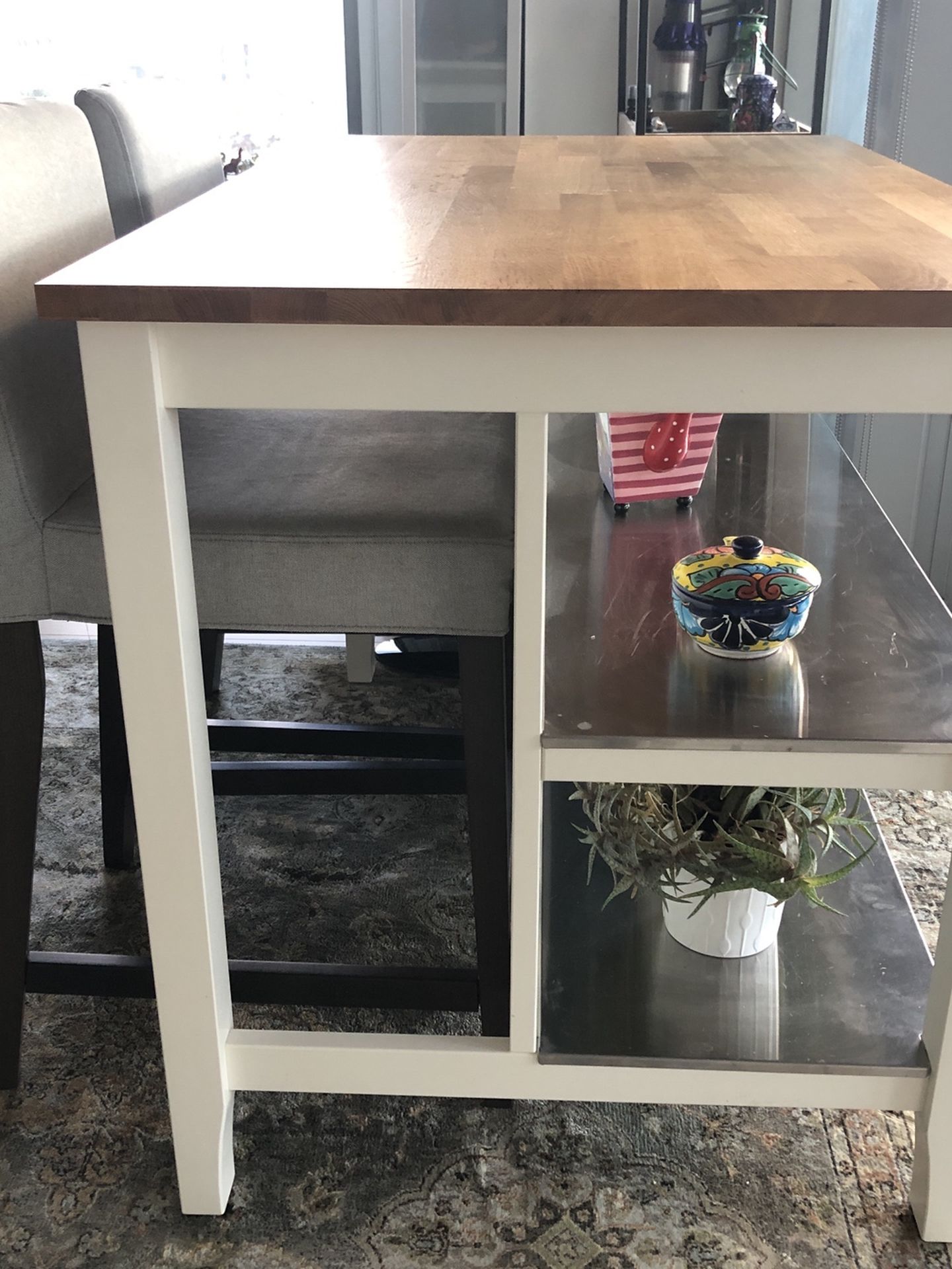 Wooden Kitchen island Table and 2 Chairs