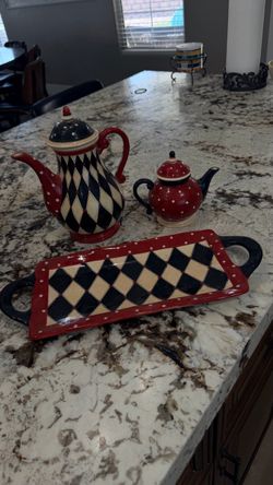 Lori Siebert by Certified International 3-Piece Ceramic Tea Set – Whimsical Harlequin & Polka Dot