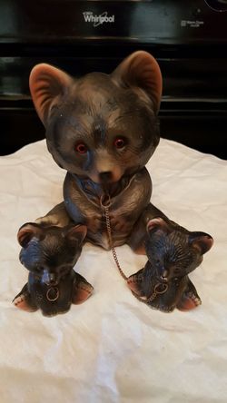 Vintage 3 Piece Porcelain Bear Set