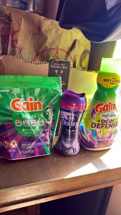 Gain Flings, Downy Calm & Gain Fabric Softener Bundle