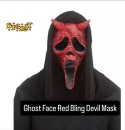 Ghost Face Red Bling Devil Mask from Spirit Halloween NEW