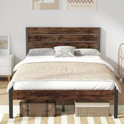 Full Bed Frame with Headboard and Footboard, Metal Full Bed Frame with Under Bed Storage, All-Metal Support System, No Box Spring Needed, Easy Assembl