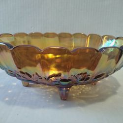 Vintage Glass Carnaval Fruit Bowl With Extra Hand Blown Glass Ball Different Colors