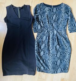 2 Dresses - Prada brown Fitted XS, Hugo Boss Python Print Green XS + Free Dress