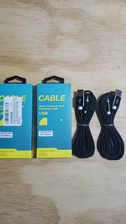 2 Pack Usb Cable Charger Fast nylon braided 6.6ft Black