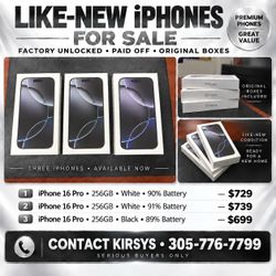 LIKE NEW, iPhone 16 Pro, 256 GIGS, FACTORY UNLOCKED, ORIGINA