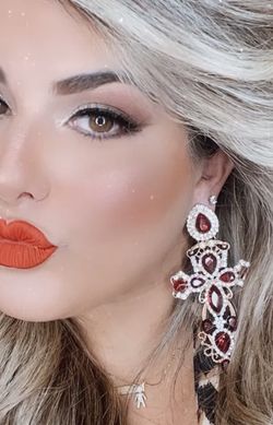 Large Cross Ruby red Earrings