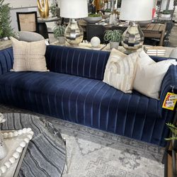 Four Hands Augustine Blue Velvet Sofa