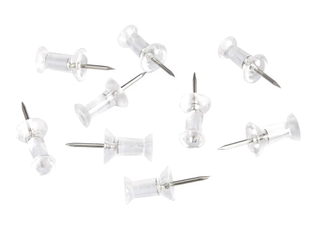 Amazon Basics Push Pins Tacks, Steel Point, Clear Plastic Head, for Bulletin Board, Maps, Posters, and Craft Projects, 100-Pack