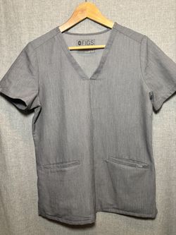 FIGS Casma Scrub Top V-neck Charcoal Gray Small