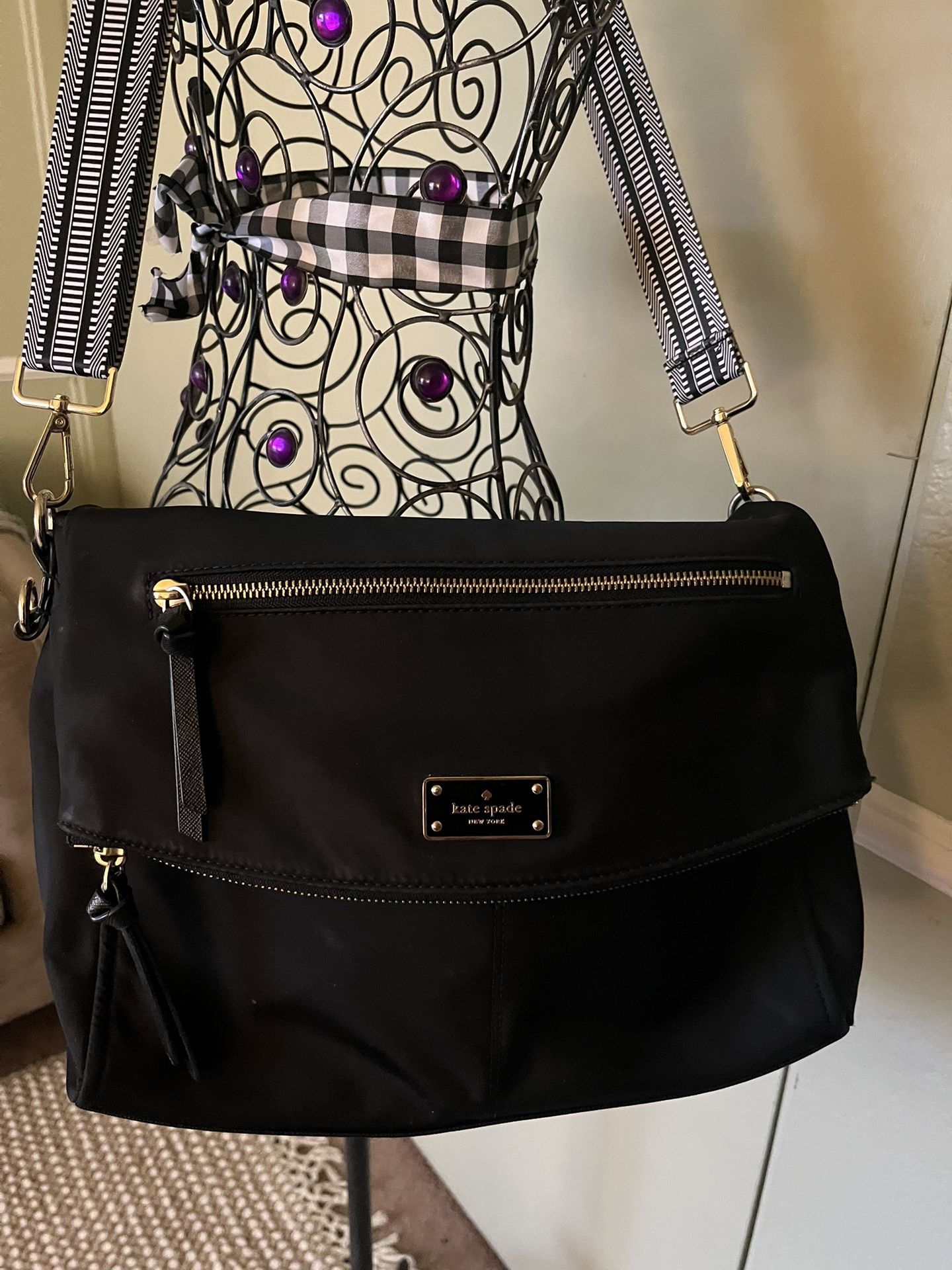 Kate Spade-Black Large Cross Body Tote