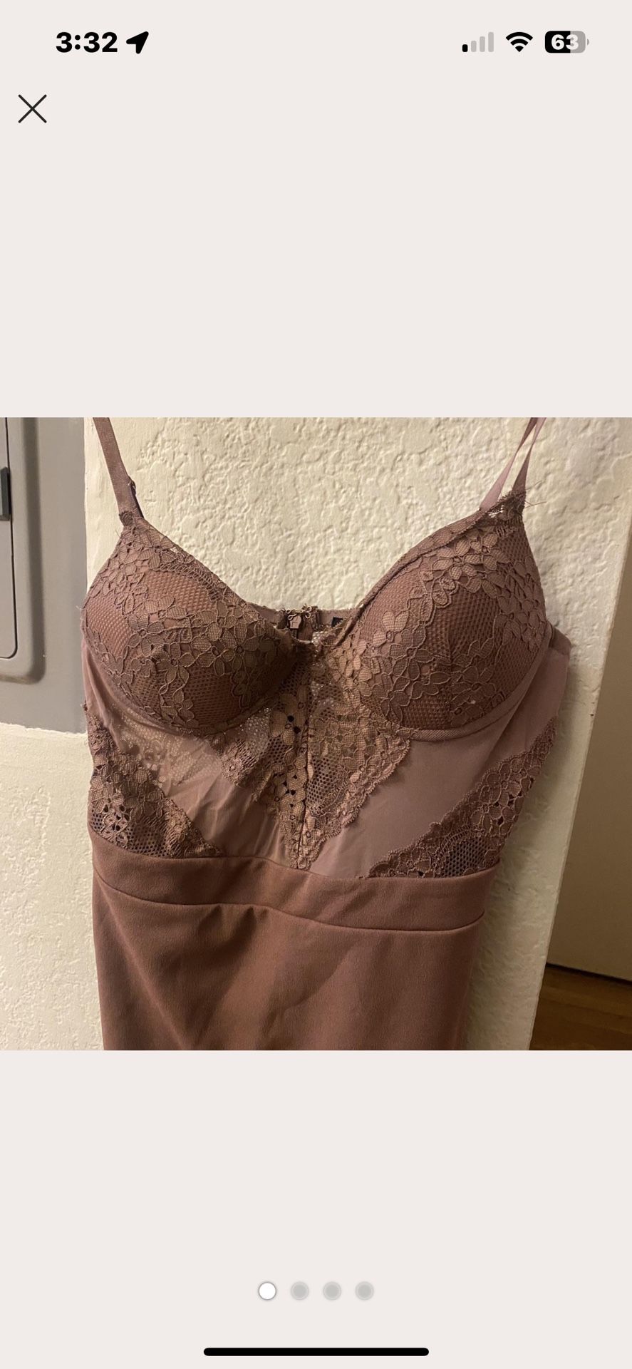 Mauve Lace Bodice Dress (Spaghetti Strap) Size M