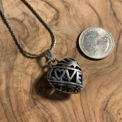Silver Love Hollow Heart Necklace 