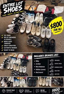 Entire Lot 12+ Pairs Men's Sneakers