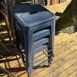 Blue Metal Counter Stools
