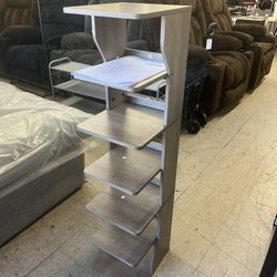 VASAGLE 7-Tier Vertical Shoe Rack Narrow Shoe Storage Organizer with Hooks - Heather Greige