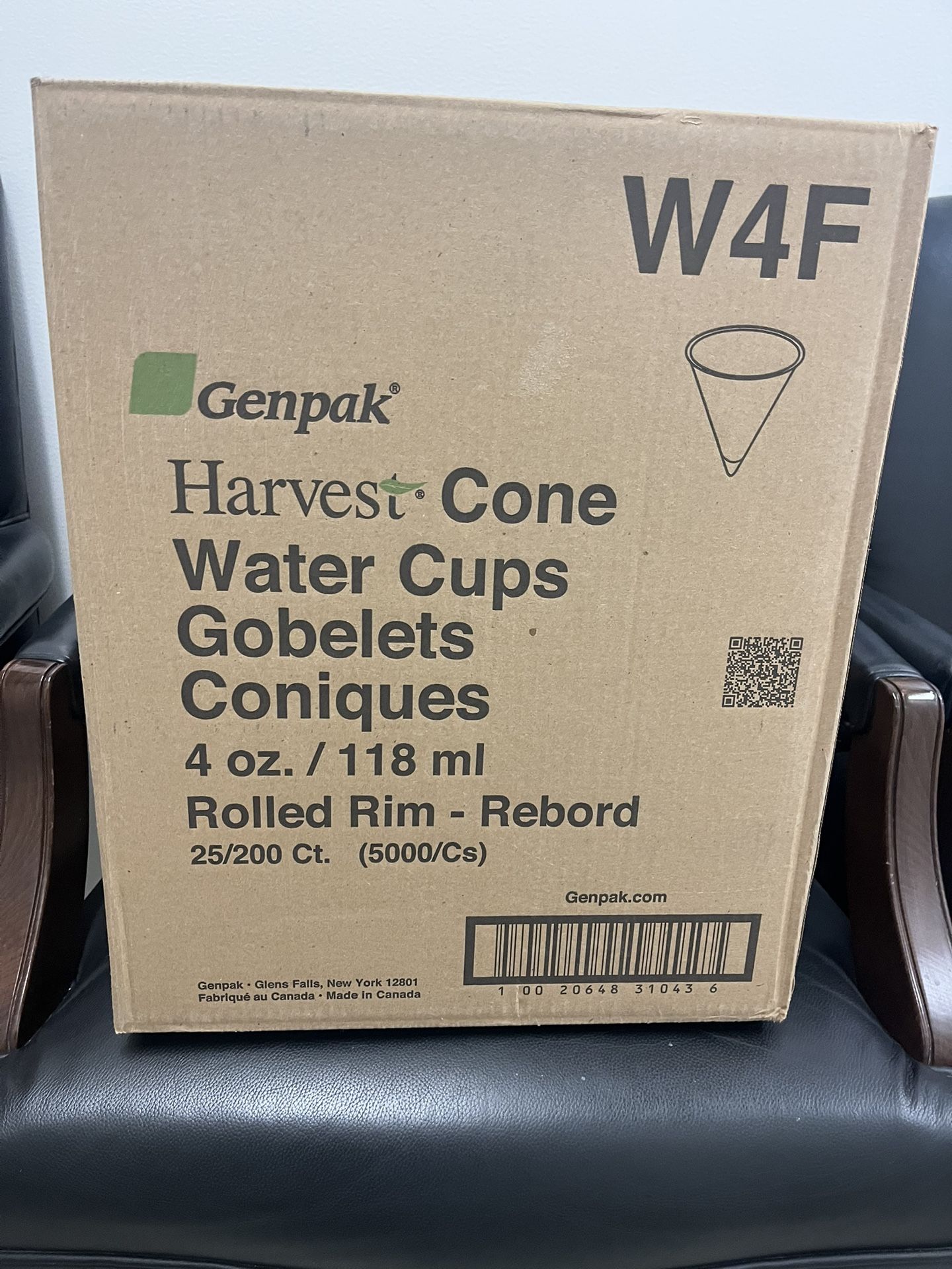 Water Cups - 4 OZ. Rolled Paper Beverage Cone Cups. Brand New in a Factory Sealed Box. Containing 5000 Cups.