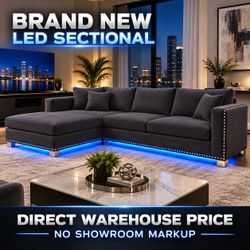 Brand-New LED Sectional with USB – Charcoal