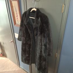 long faux fur coat black