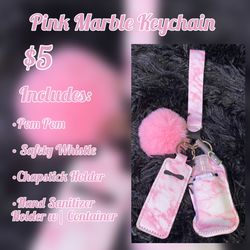 Pink Marble Keychain 