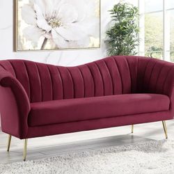 GLAM RED VELVET SOFA - SILLON