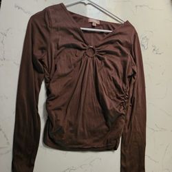 Cute Brown Long Sleve Top 