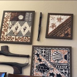 Fijian / Polynesian Wall Decor Set – Tiki Coastal Art (5+ Pieces)