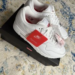 Nike Supreme x Air Max 1 '87 SP Triple White Size 10.5