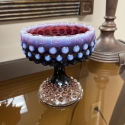 Vintage Rare Color Purple With Opalescent Candy Dish Beautiful Piece 
