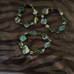 3 piece set green stone bracelets 