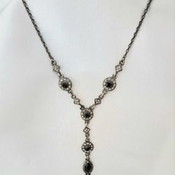 Vintage Marcasite Drop Necklace