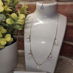 #2295, GIVENCHY 1980's NECKLACE AURORA CRYSTAL FINE PIECE  14"IN