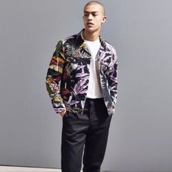 Levi's Signature Tropic Island Party Hawaiian Print Denim Trucker Jacket Sm New