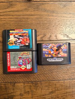 Sega Genesis Street Fighter & Izzy's & World of Illusion starring Mickey Mouse & Donald