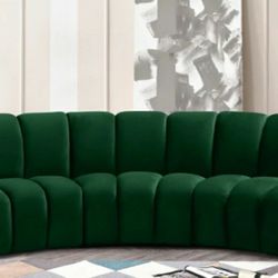 Infinity Velvet / Wood Green 3pc. Modular Sectional

