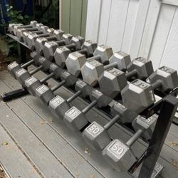 Steel Hex 5-50 Complete Set Of 10 Pairs Of Dumbbells
