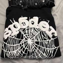 black n white sp5der hoodie