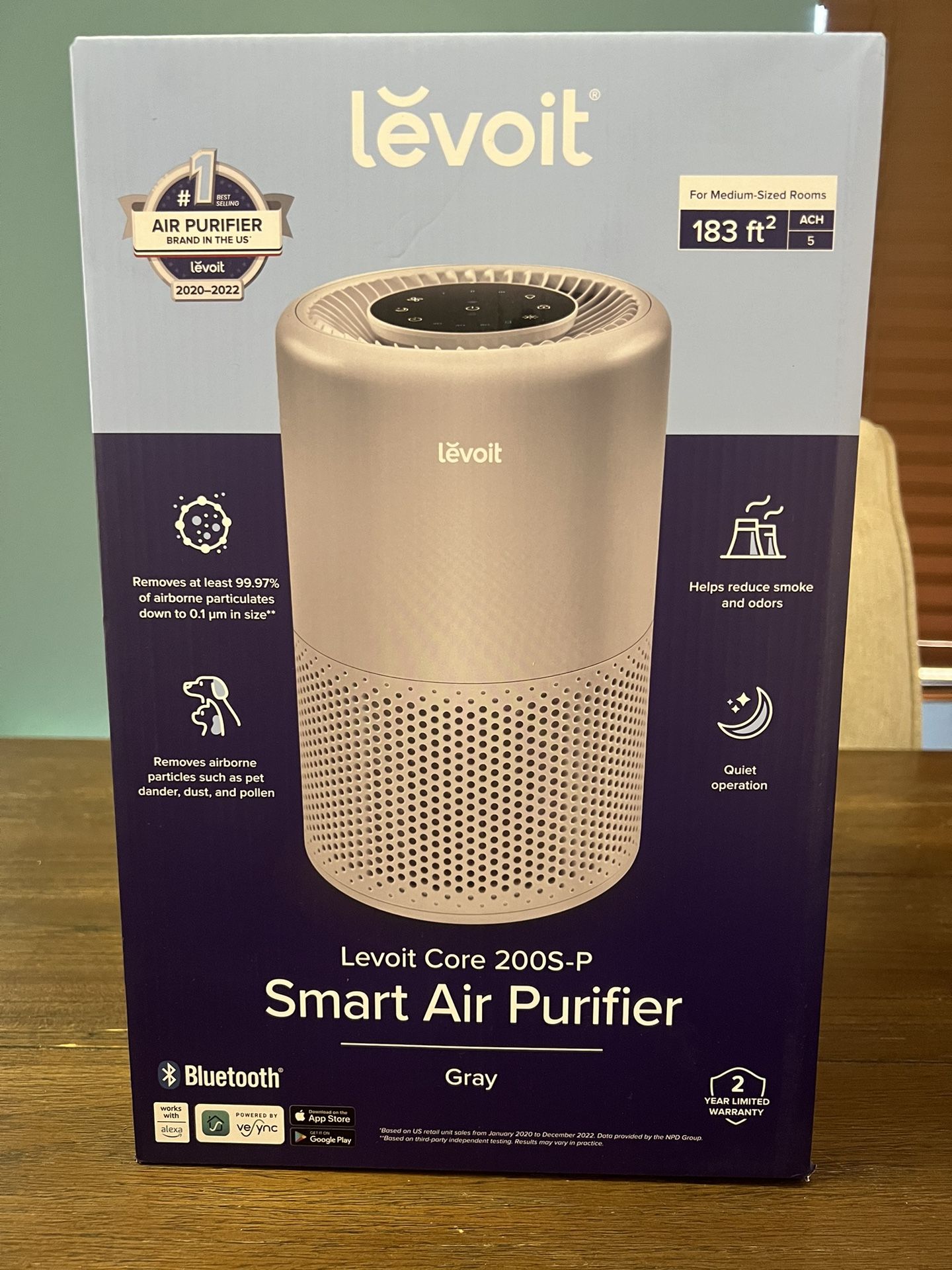 Levoit Core 200S-P Smart True HEPA Air Purifier - Gray