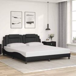 King Size Bed Frame Bed Frame Without Mattress Black , Faux LeatherSuitable for