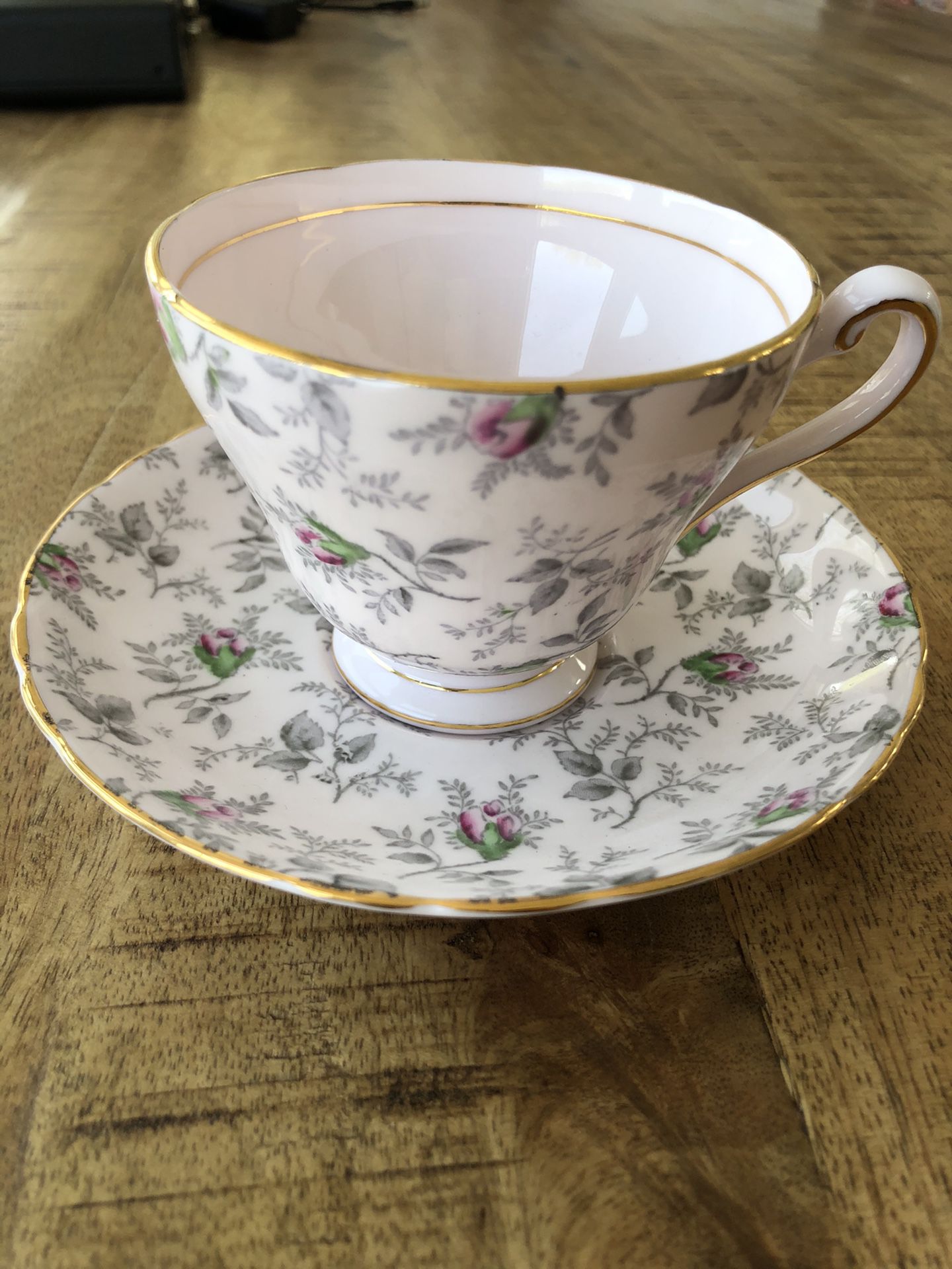 Antique Tuscan Fine Bone China English Pink Tea Cup and Saucer