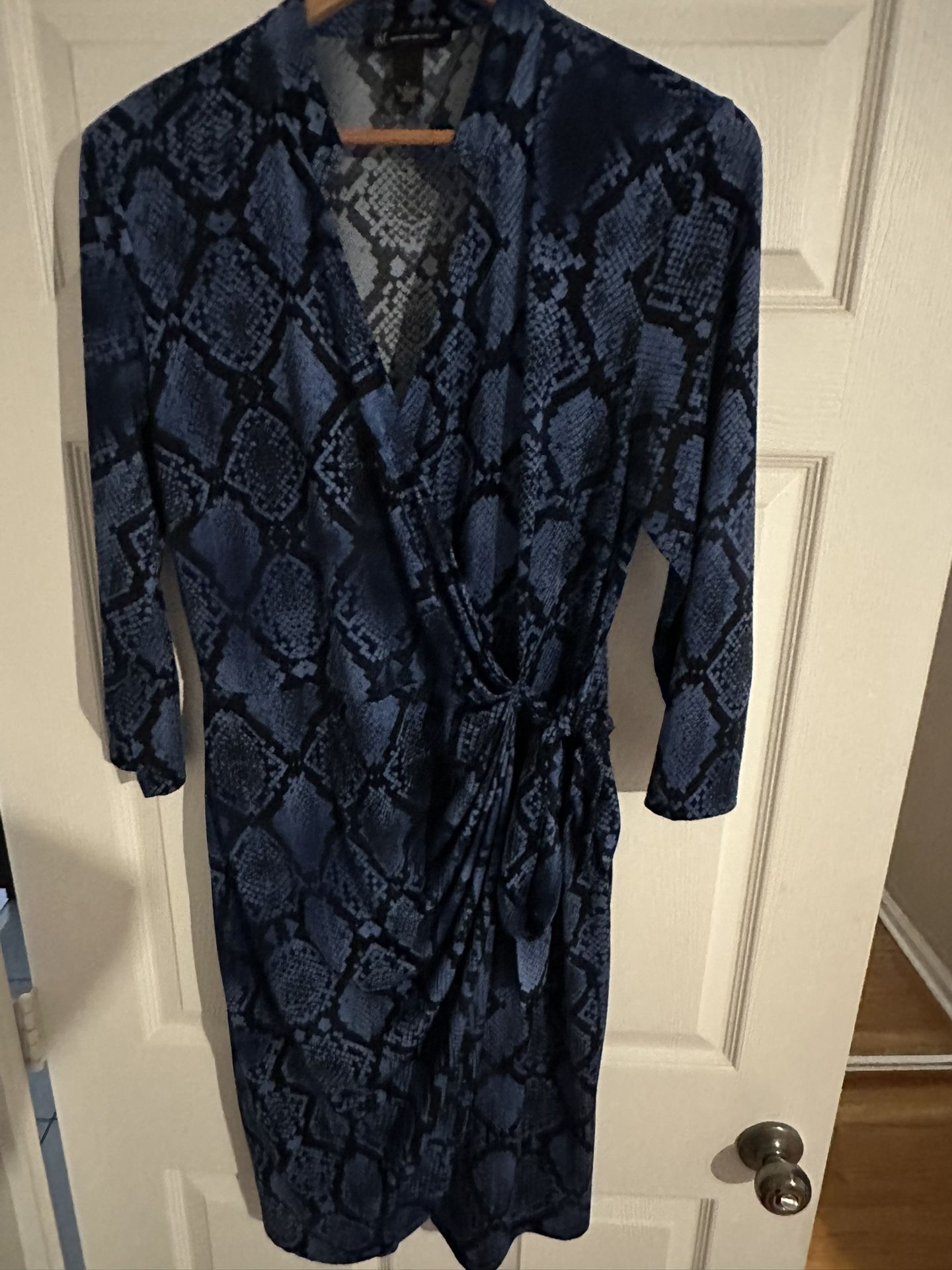 INC International Concepts Snakeskin Print Faux-Wrap Dress – Size L