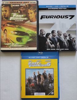 (Lot Of 3) DVD/Blu-ray Releases The Fast and the Furious Action Movie Franchise. Included MoviesThe Fast and the Furious (2001): The "All New! Tricked