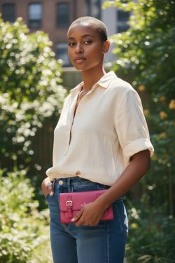 Kate Spade Allen Street Neil Reddish pink Leather Crossbody Bag WKRU2060