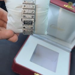 Fully iced out moissanite Cartier watch