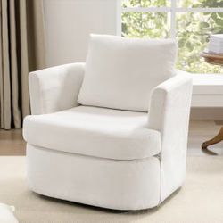 Beige Or Gray Color Fabric Swivel Accent Arm Chair
