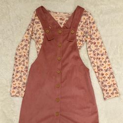 Girl’s Shirt & Corduroy Overall Skirt Size 12 