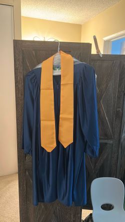 Blue kids grad robe with sash and cap